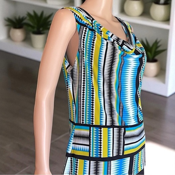 Calvin Klein Women's Lime Green Multi/Color Sleeveless Cowl-Neck Top Blouse - Picture 6 of 16